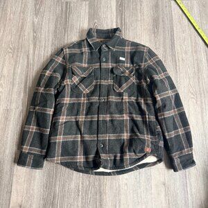 Jachs New York Brown Plaid Lined Fleece Shirt Jacket Large